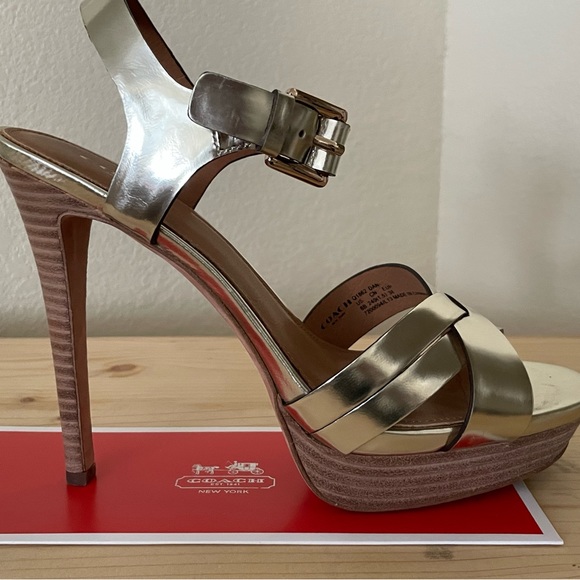 COACH Dani Metallic Platinum Mirror Heels (like new) - Picture 10 of 16